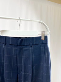 2501219Navy Checkered Slim Slacks