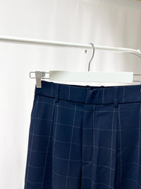 2501219Navy Checkered Slim Slacks