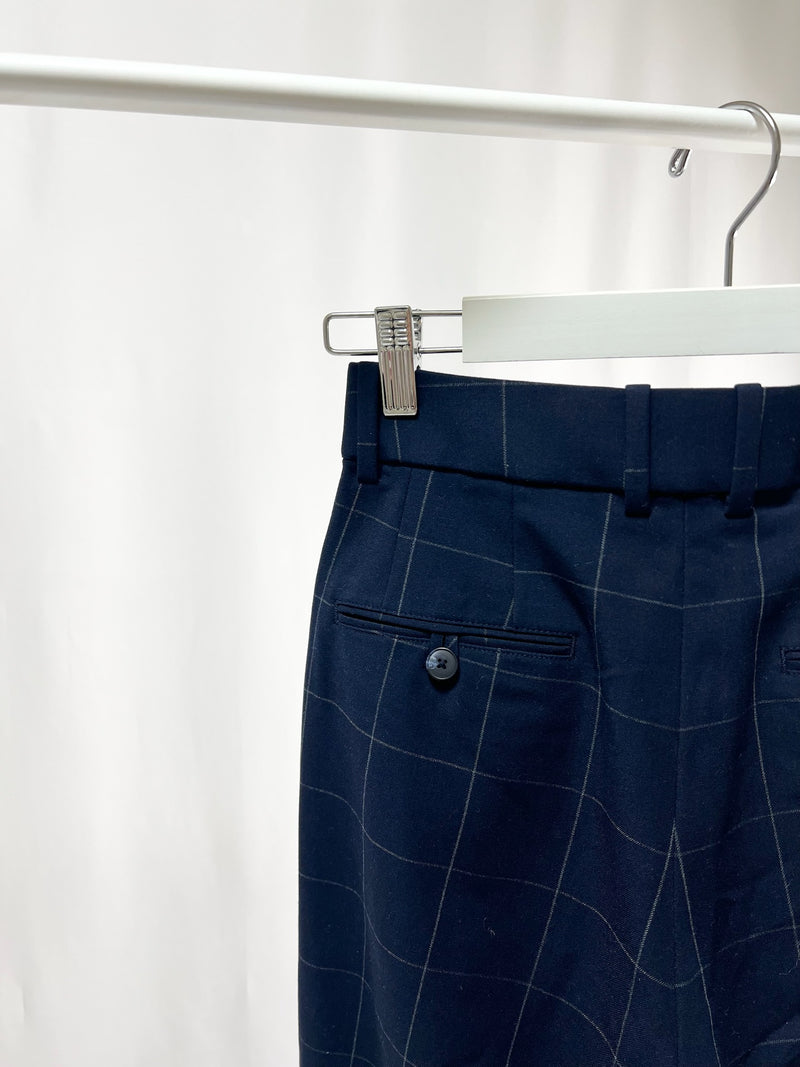 2501219Navy Checkered Slim Slacks