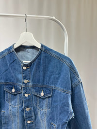 250006No-Collar Denim Jacket