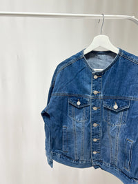 250006No-Collar Denim Jacket