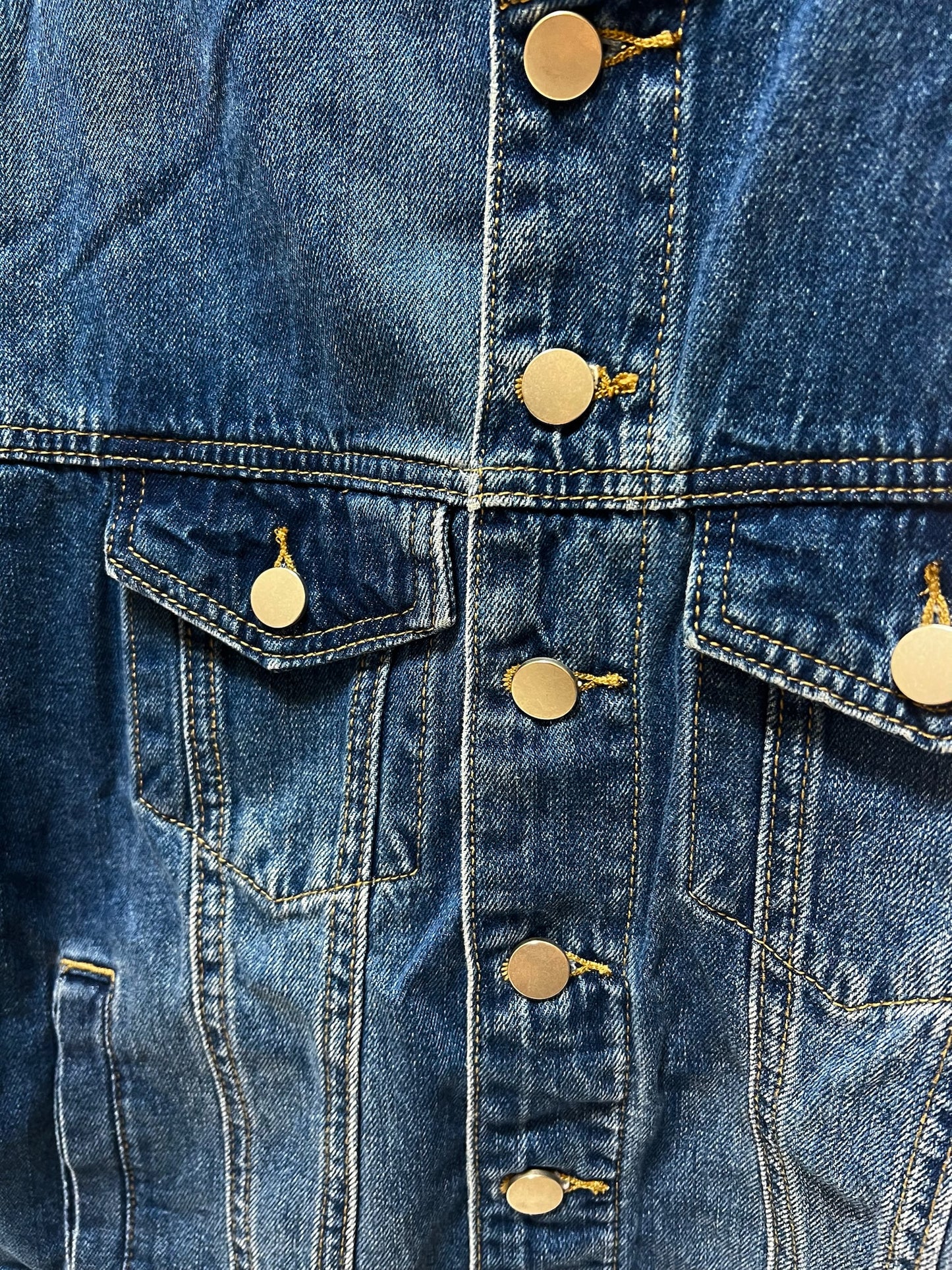 250006No-Collar Denim Jacket