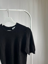 25045ZARA Black Knit Top with Back Buttons – Short Sleeve