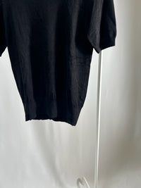 25045ZARA Black Knit Top with Back Buttons – Short Sleeve