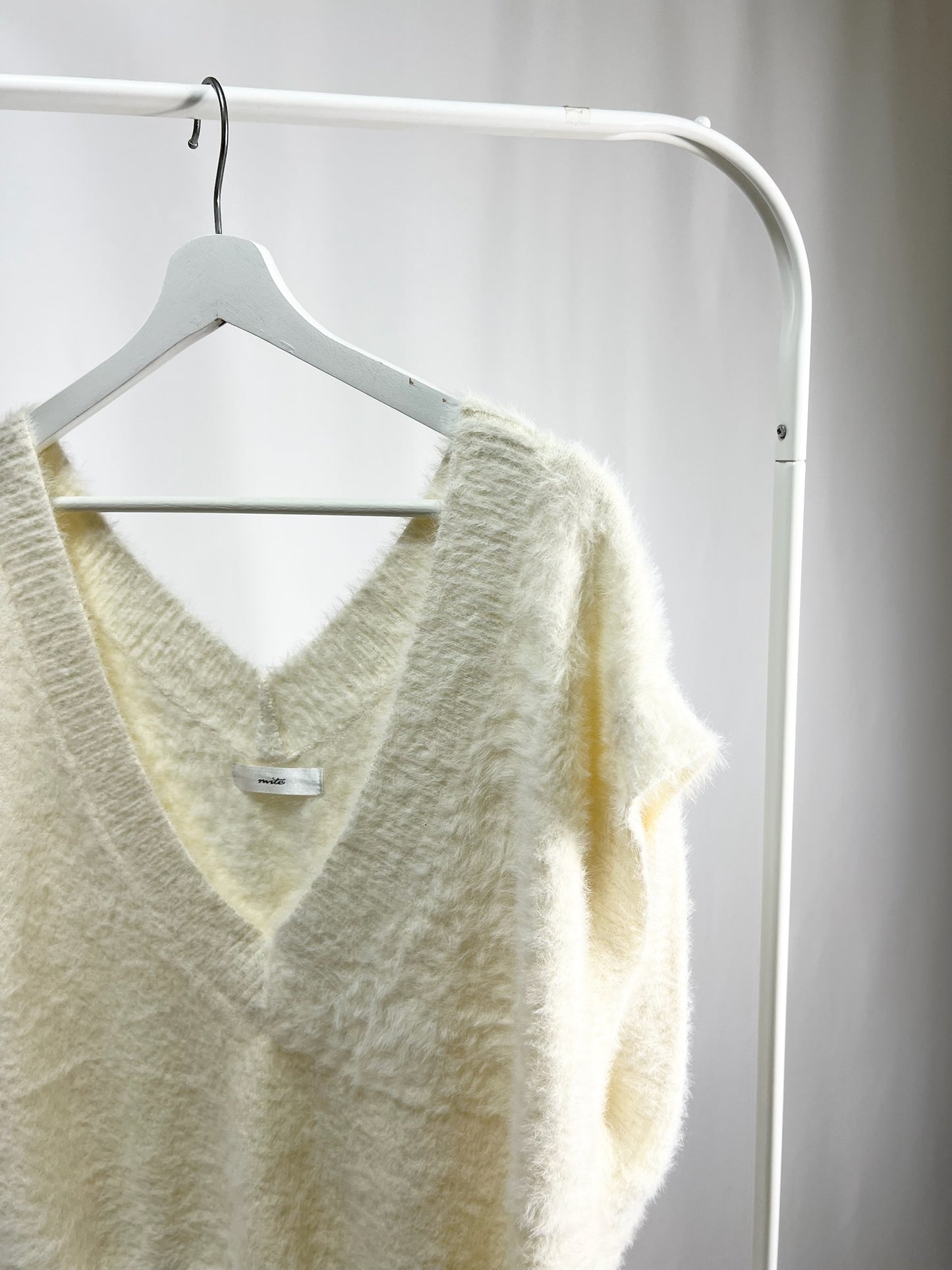 Ivory Fuzzy Knit Vest