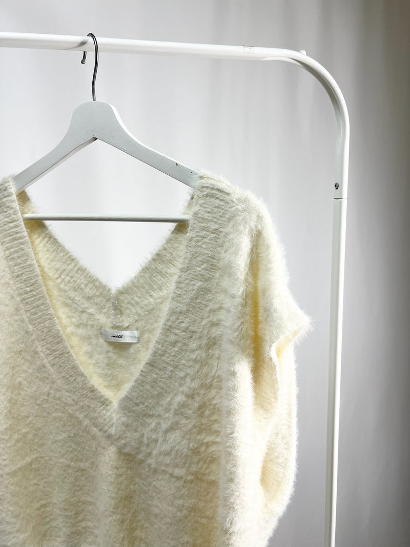 Ivory Fuzzy Knit Vest