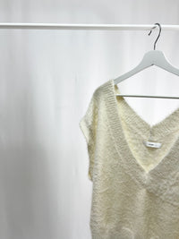 Ivory Fuzzy Knit Vest