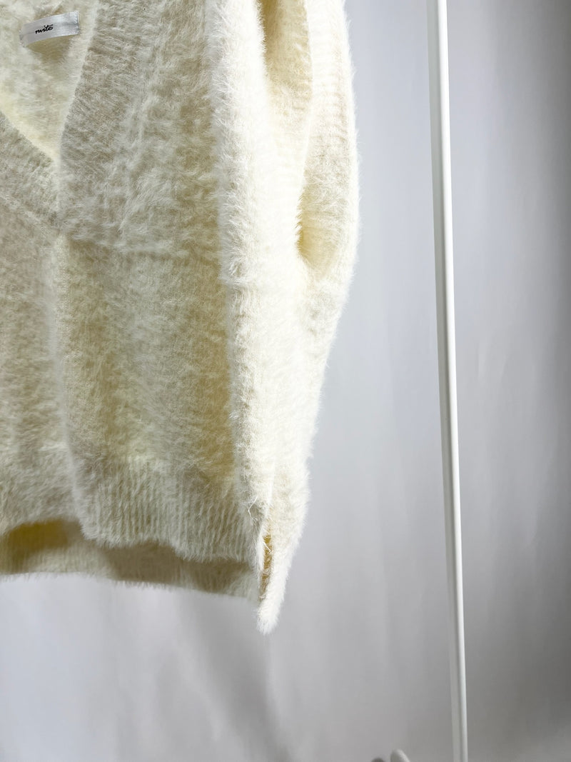 Ivory Fuzzy Knit Vest