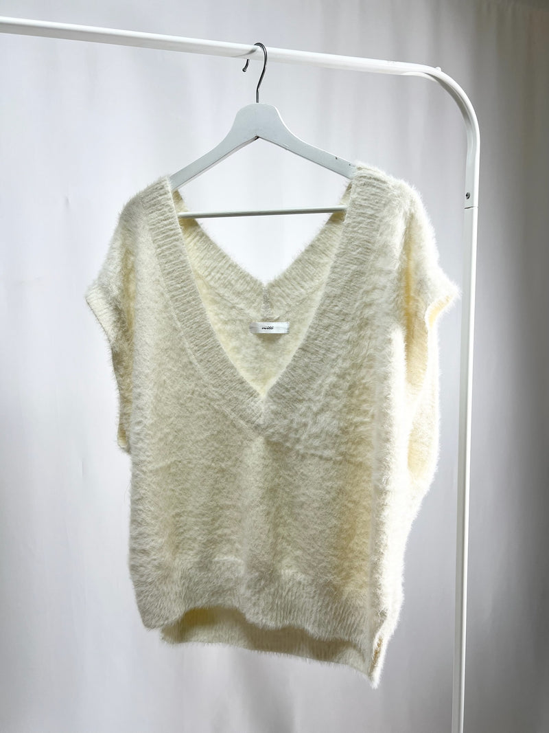 Ivory Fuzzy Knit Vest