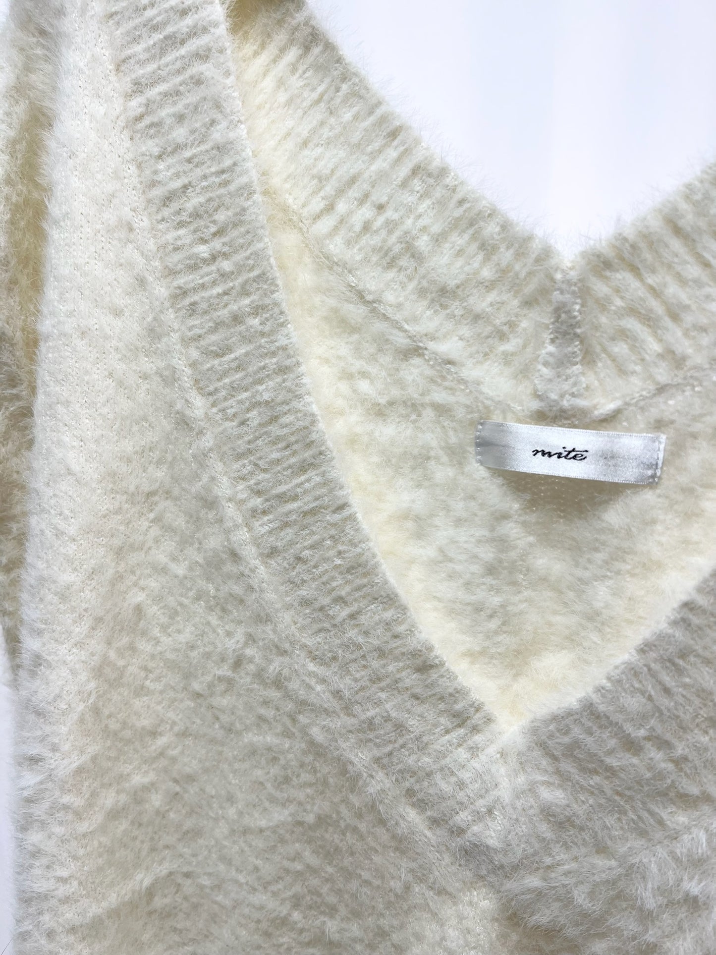 Ivory Fuzzy Knit Vest