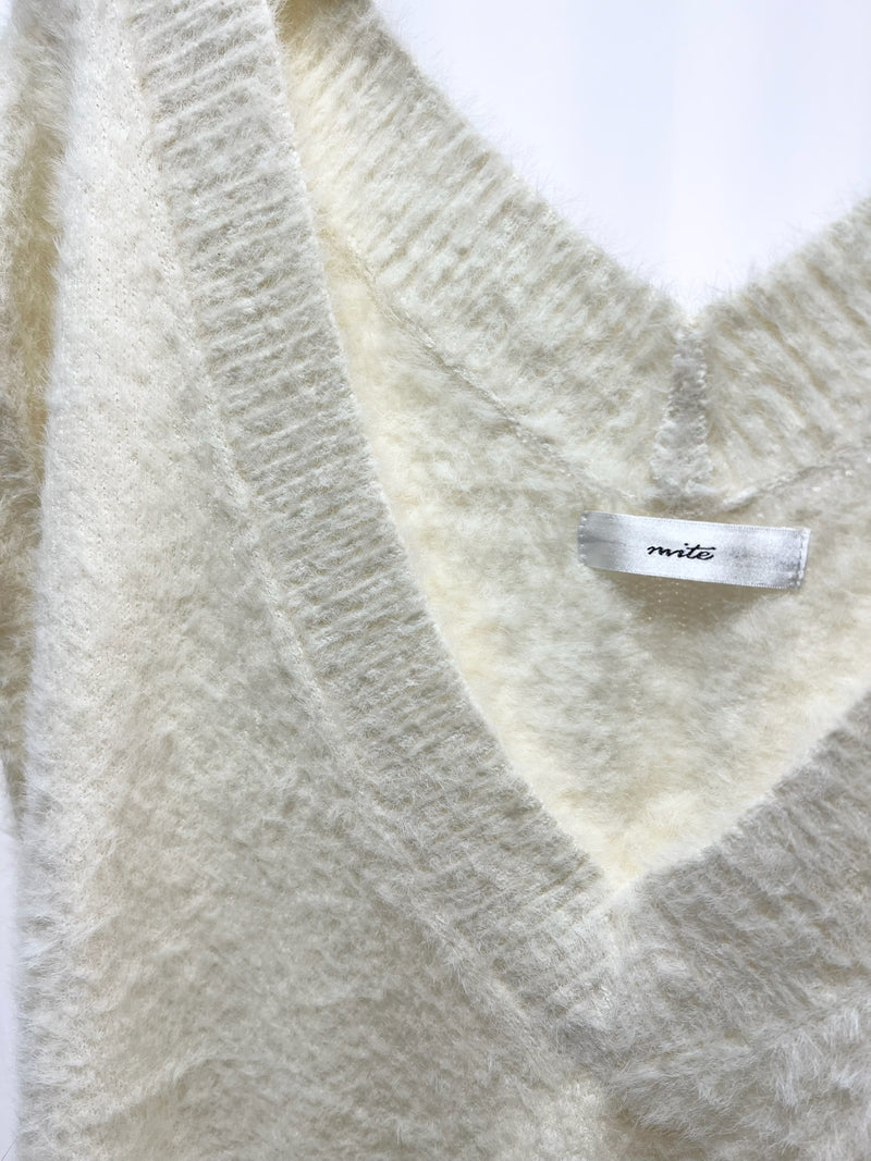 Ivory Fuzzy Knit Vest