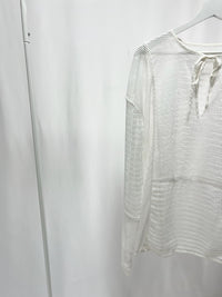 25043White Crochet Knit Long Sleeve Top