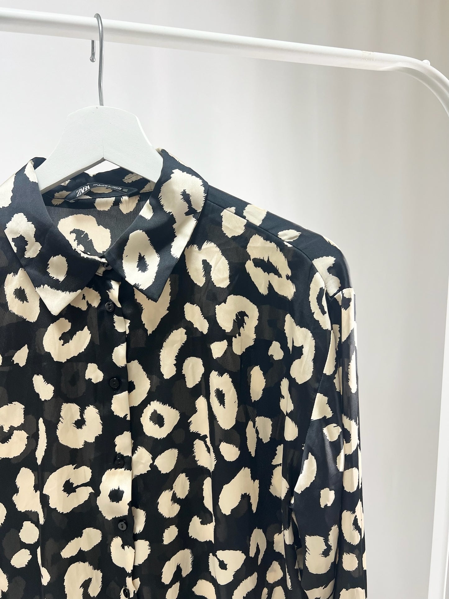 25042ZARA Leopard Print Shirt in Black & White