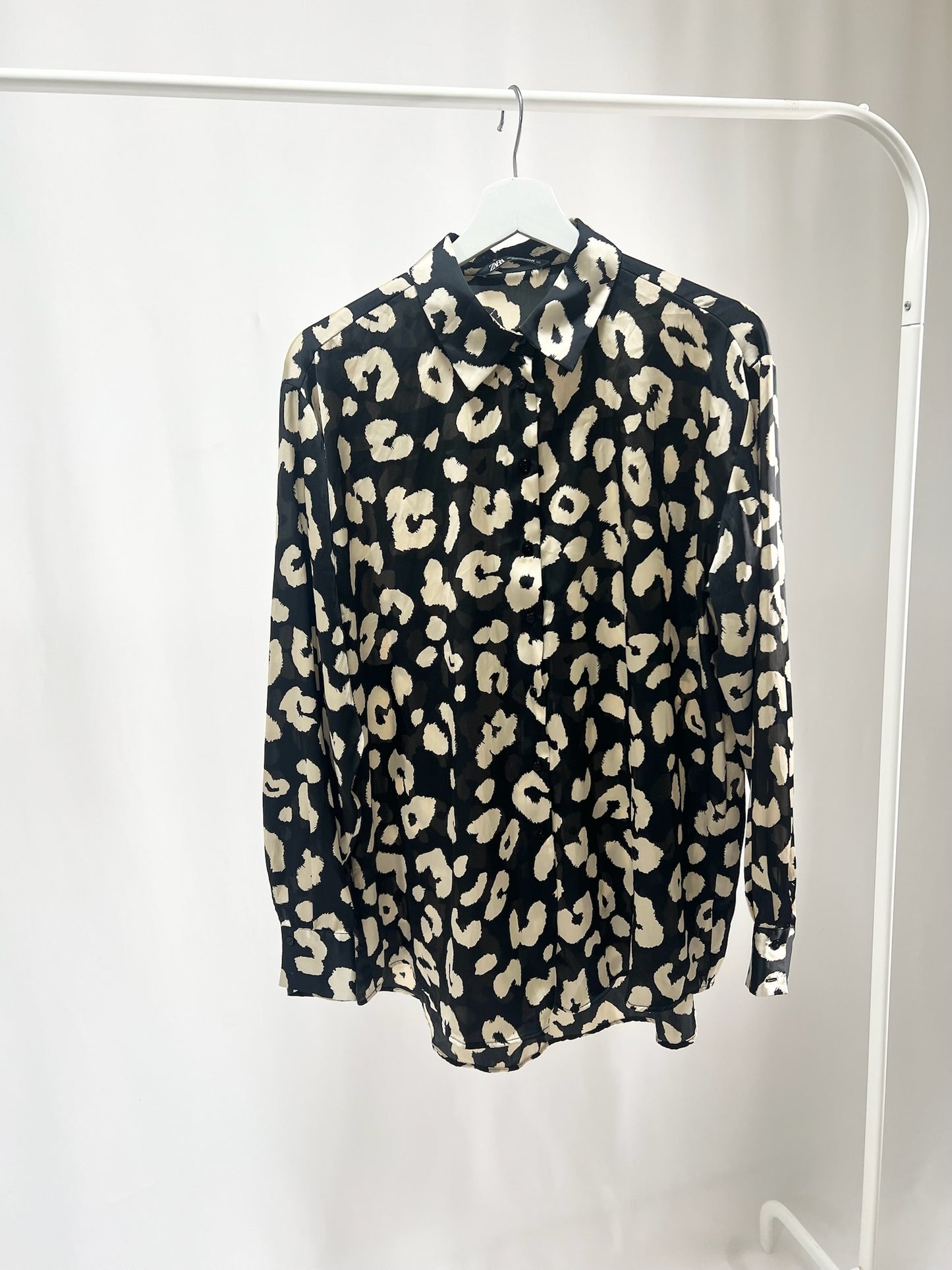 25042ZARA Leopard Print Shirt in Black & White