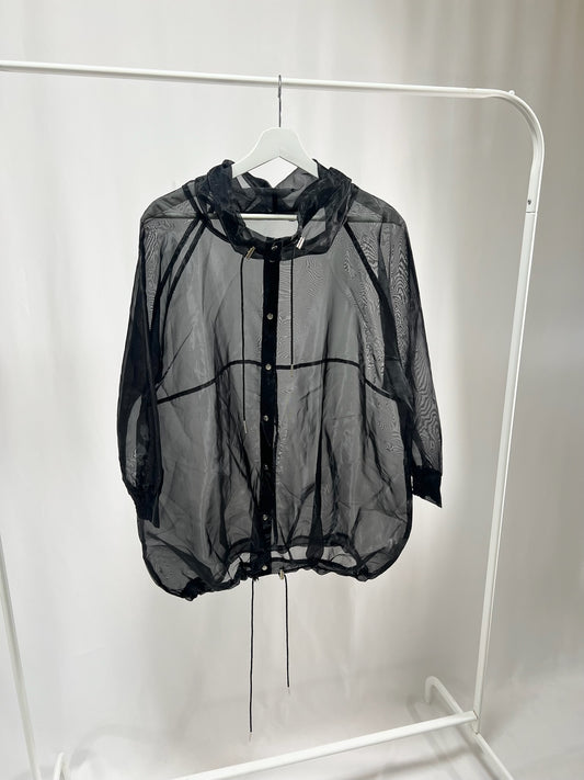 25041Black Sheer Layered Jacket