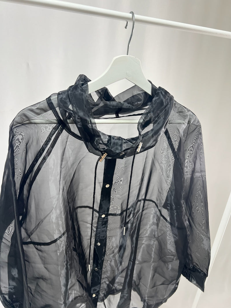 25041Black Sheer Layered Jacket