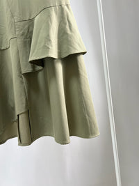 2500008Asymmetric Ruffle Midi Skirt