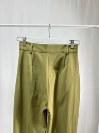 250128Olive Pleated Wide-Leg Pants