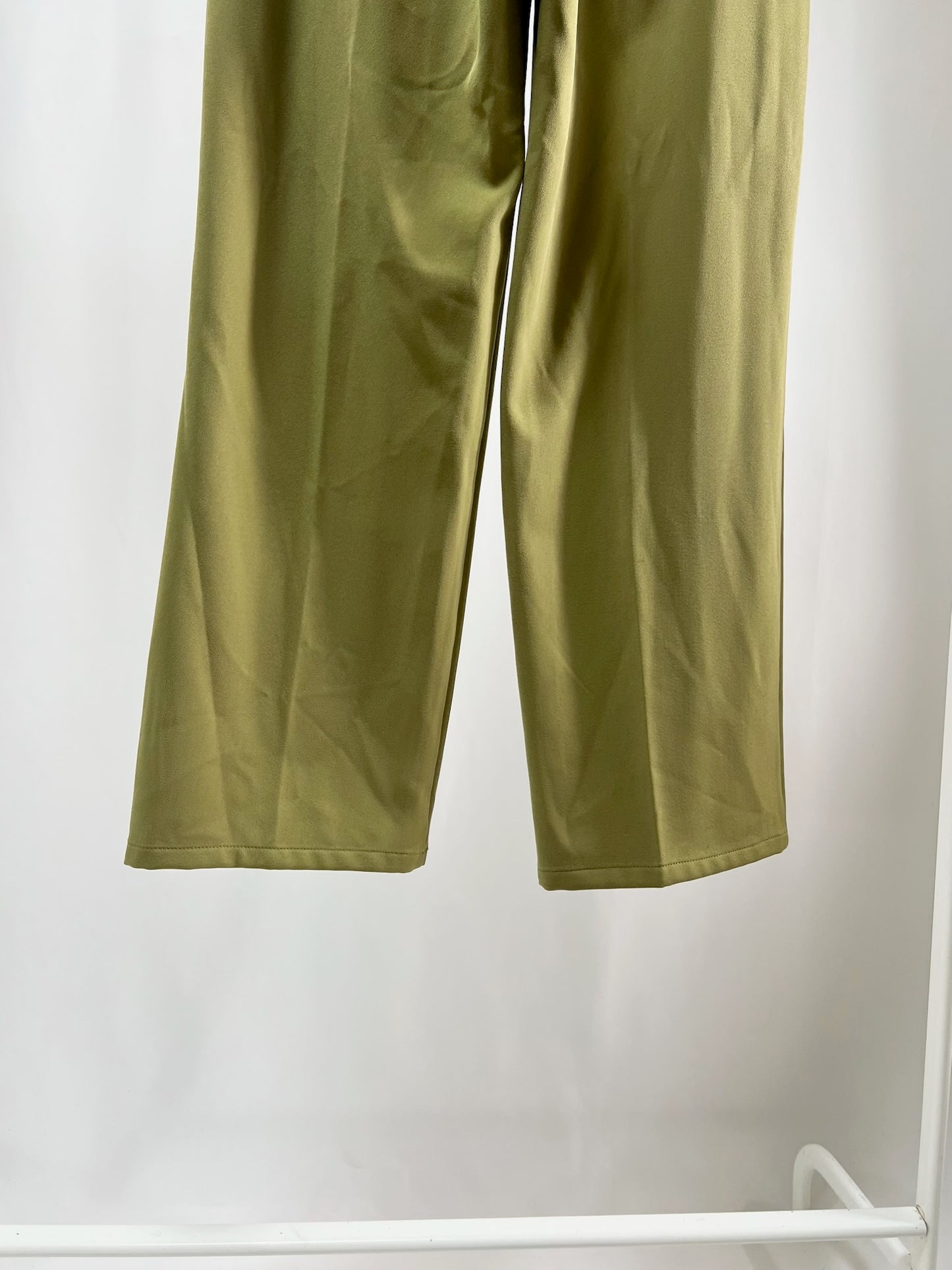 250128Olive Pleated Wide-Leg Pants