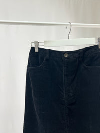 2500006Black Corduroy Straight Skirt