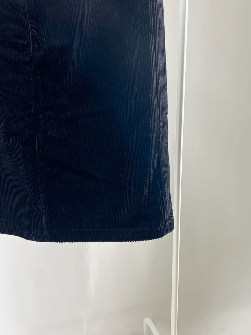 2500006Black Corduroy Straight Skirt