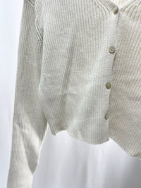 25038Ivory Ribbed Crop Cardigan