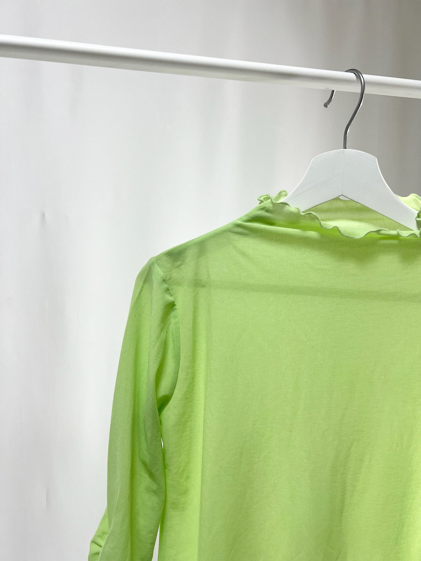 25037Lime Sheer Frill Top