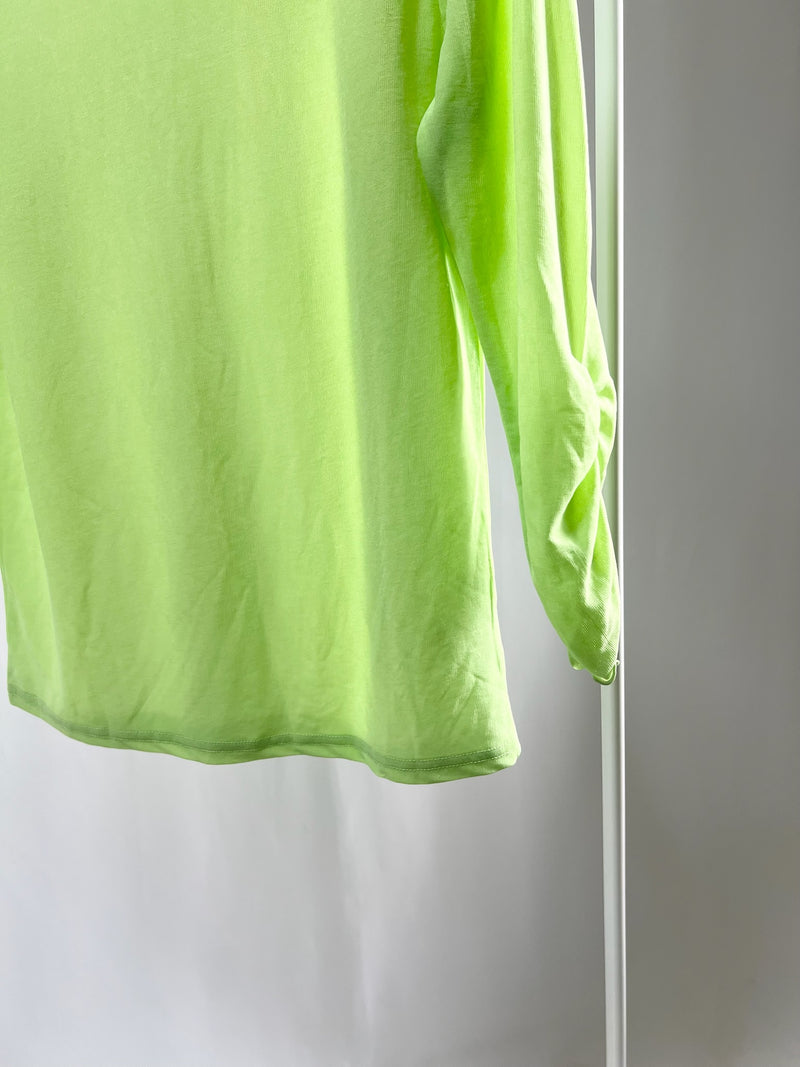 25037Lime Sheer Frill Top