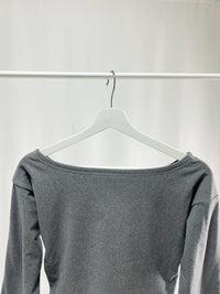 25036Charcoal Off-Shoulder Crop Tops
