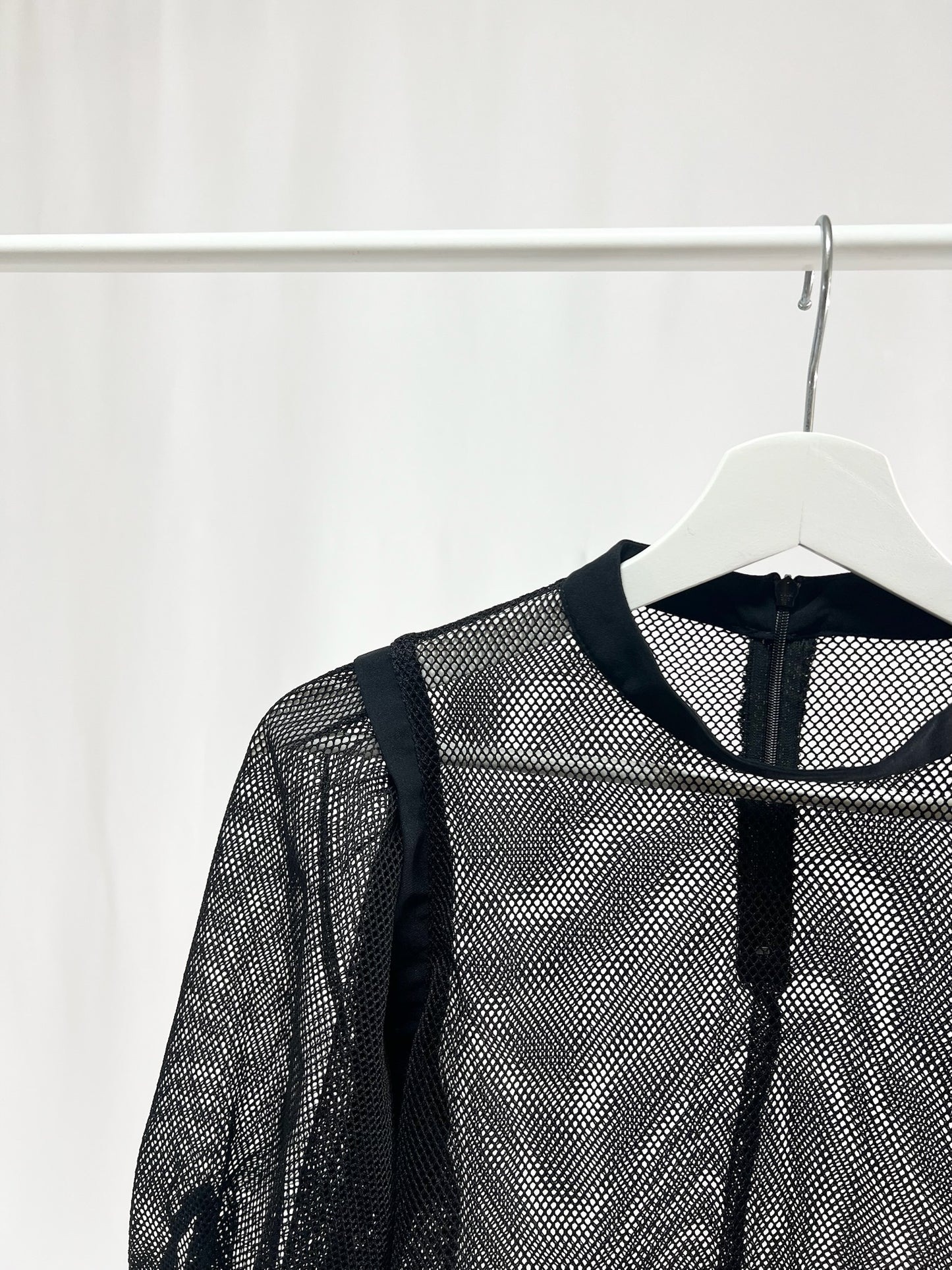 25035Sheer Mesh Layered Top