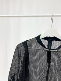25035Sheer Mesh Layered Top