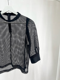 25035Sheer Mesh Layered Top