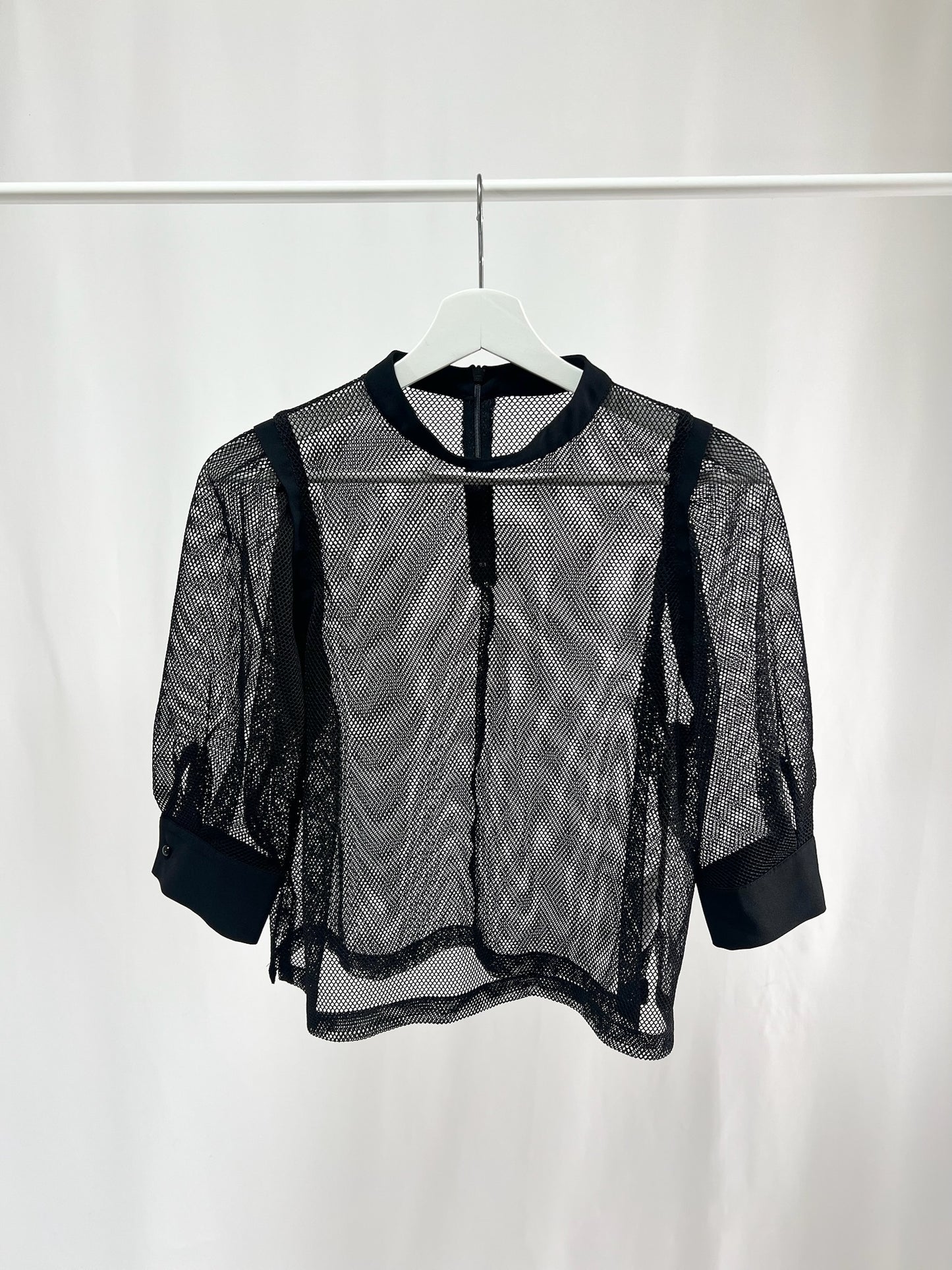 25035Sheer Mesh Layered Top