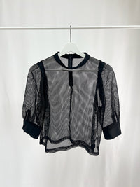 25035Sheer Mesh Layered Top