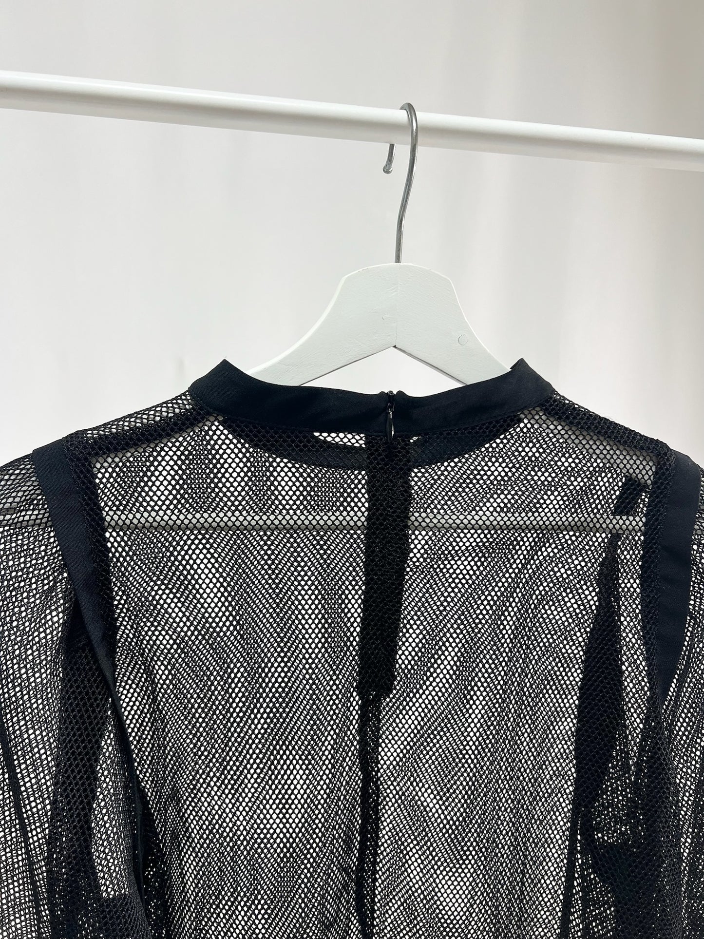 25035Sheer Mesh Layered Top