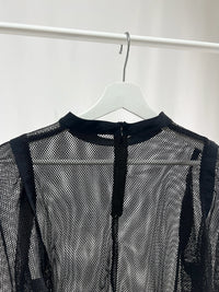 25035Sheer Mesh Layered Top