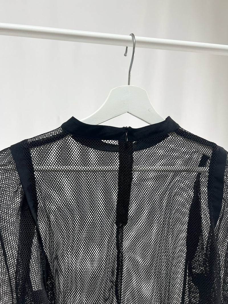 25035Sheer Mesh Layered Top