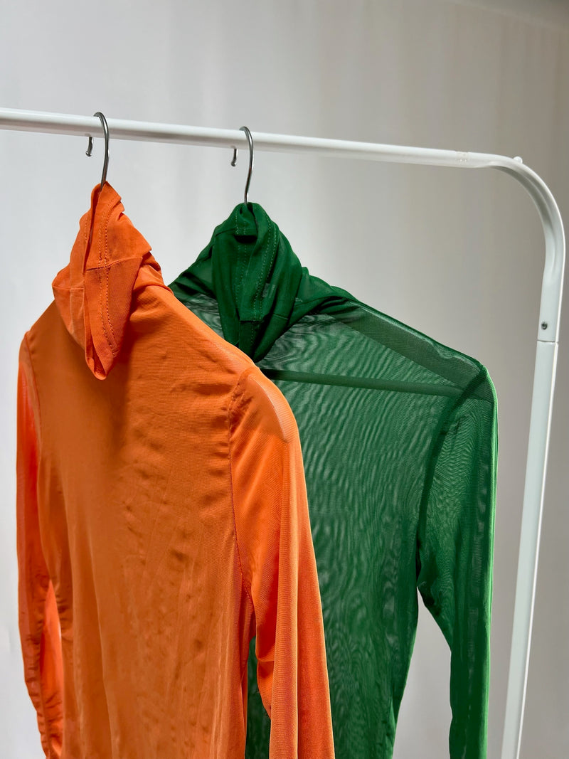 25028.29Sheer Turtleneck Color Top