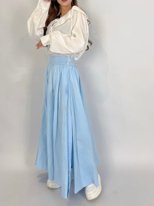Light Blue Long Flare Skirt