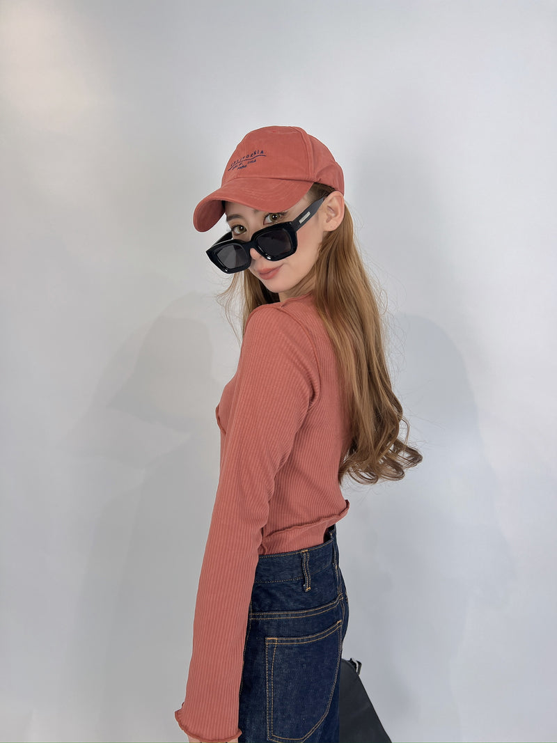 Vermilion Ribbed Top with Piping & Lettuce Edges