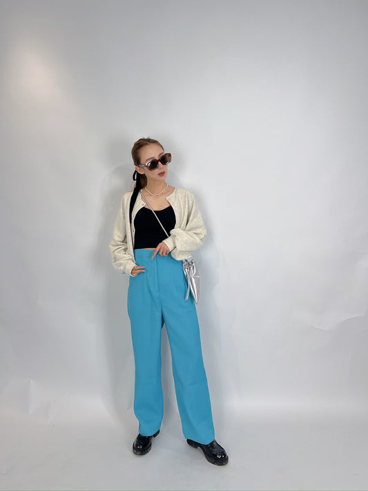 Light Blue High-Waisted Straight Pants