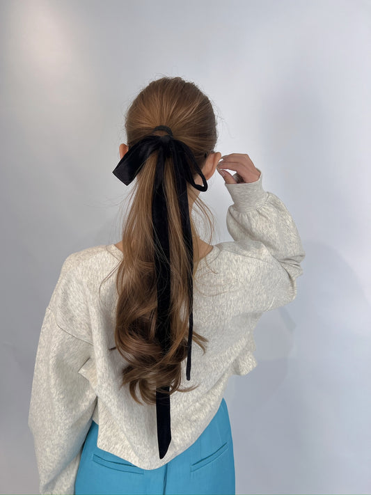 Velour Long Ribbon Hair Tie