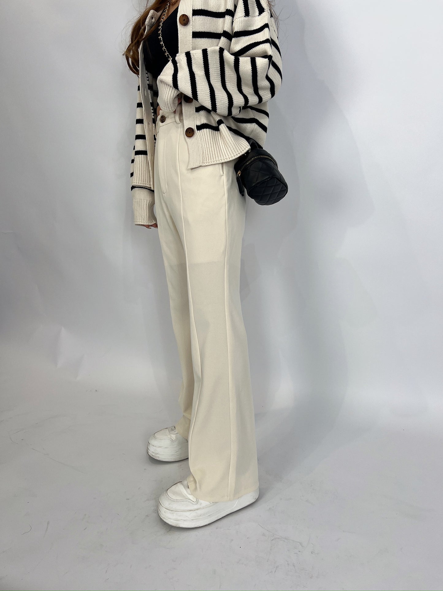 Ivory Flared Hem Pants