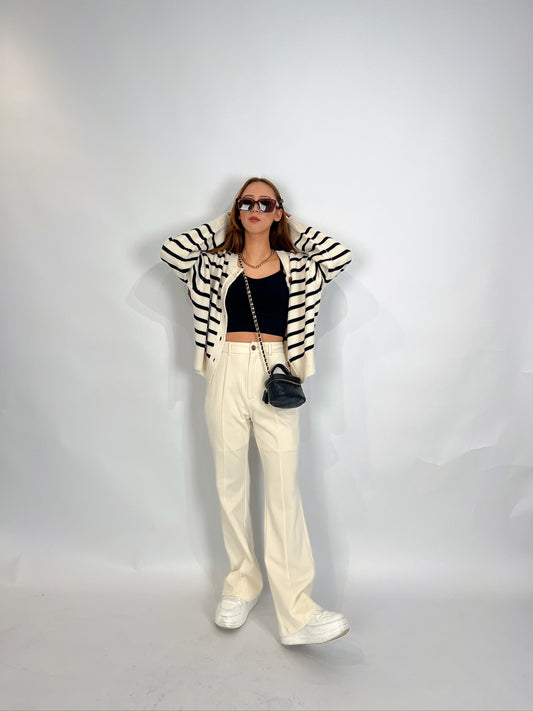Ivory Flared Hem Pants