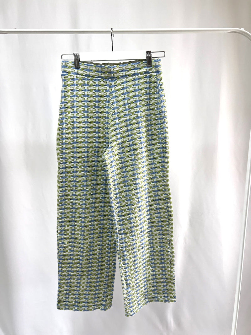 2501215Colorful Green and Blue Patterned Long Pants
