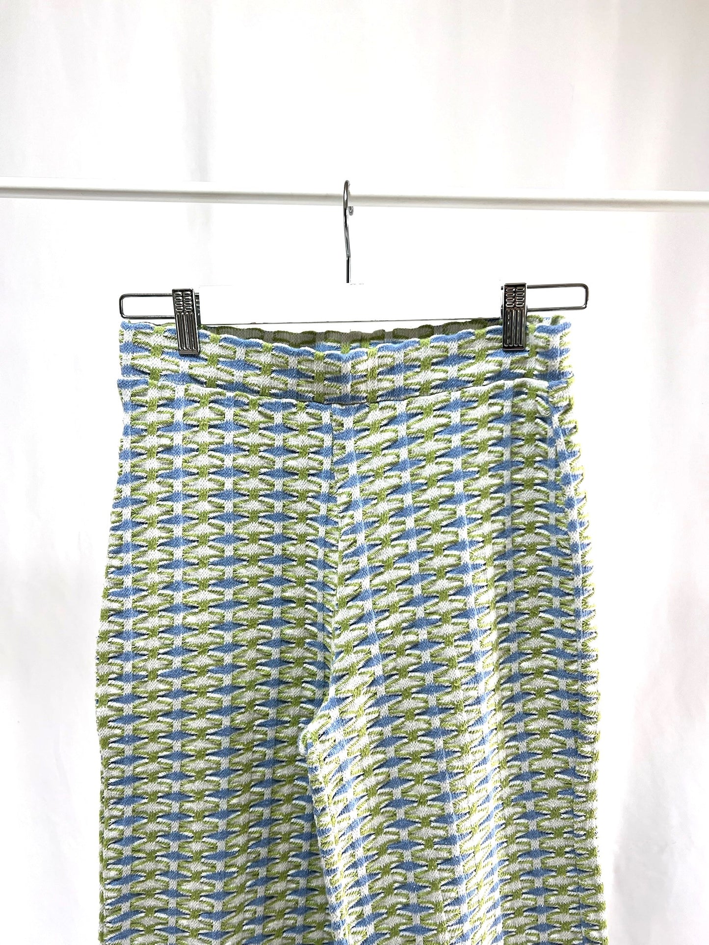 2501215Colorful Green and Blue Patterned Long Pants