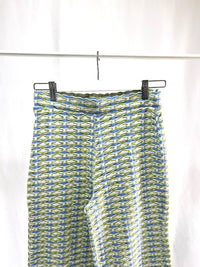 2501215Colorful Green and Blue Patterned Long Pants