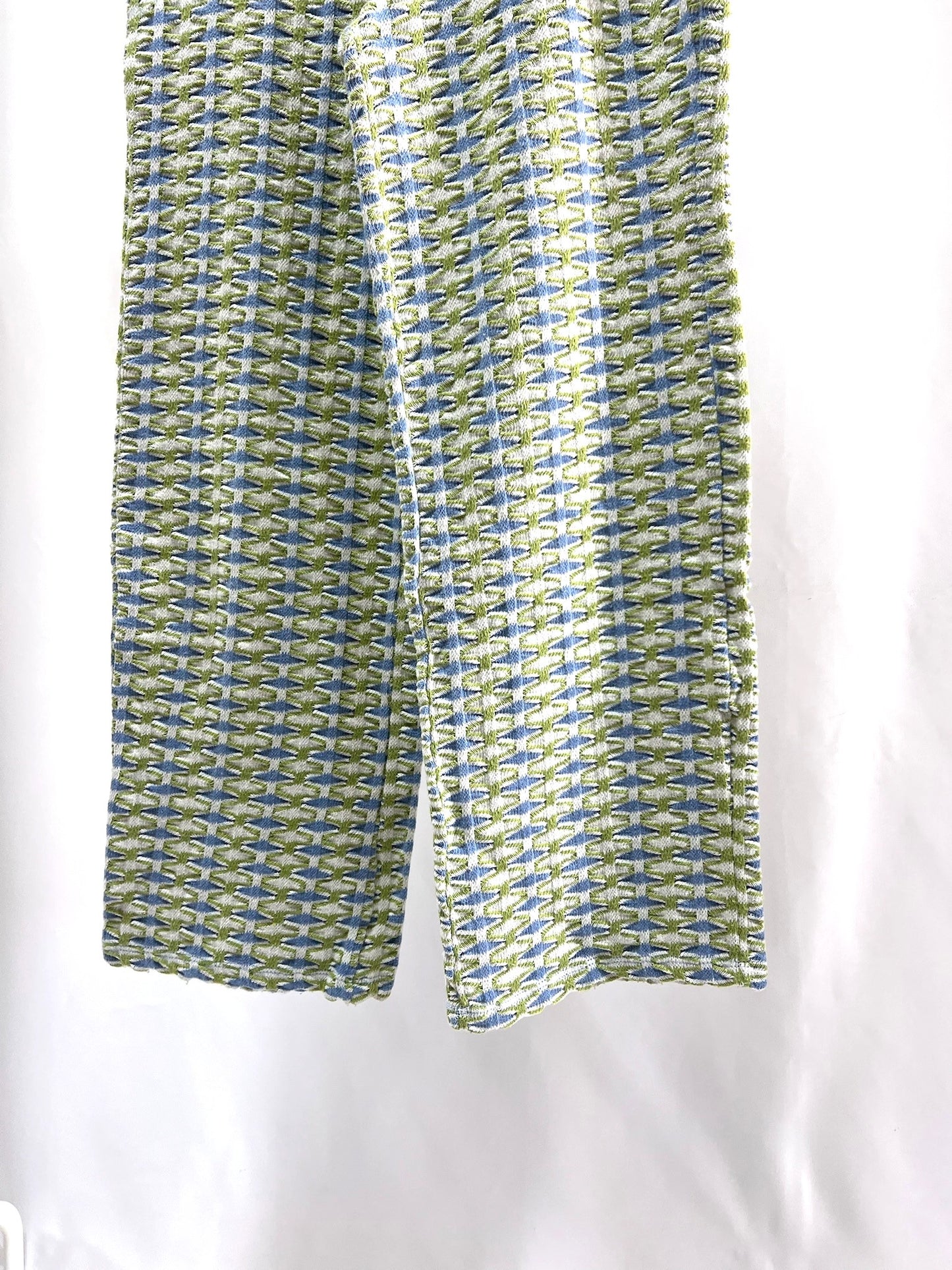 2501215Colorful Green and Blue Patterned Long Pants
