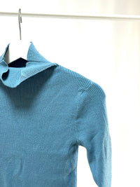 25061Dusty Blue Ribbed Long-Sleeve Top