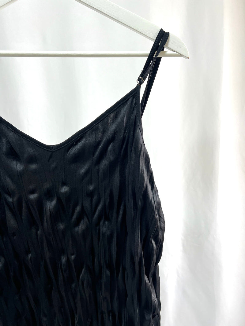 25005Black Camisole Dress with Design Detail